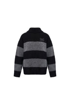 Black and Gray Striped Pullover Sweater - ANN ANDELMAN