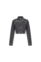 Black and Grey Paris Series Burnout Denim Jacket - ANN ANDELMAN