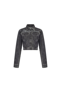 Black and Grey Paris Series Burnout Denim Jacket - ANN ANDELMAN