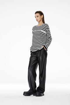 Black and White Classic Striped Long Sleeve Top - ANN ANDELMAN