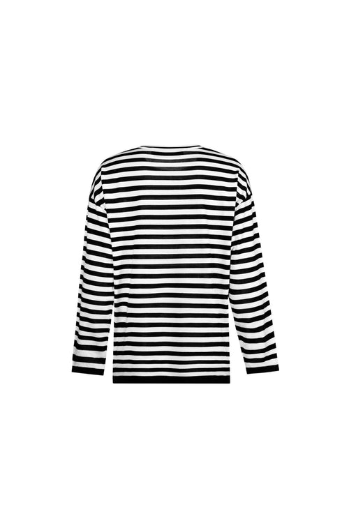 Black and White Classic Striped Long Sleeve Top - ANN ANDELMAN