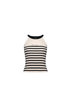 Black and White Halterneck Striped Tank Top - ANN ANDELMAN