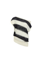 Black and White Striped Off - shoulder Knit Sweater - ANN ANDELMAN