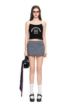 Black Basic Logo Printed Camisole - ANN ANDELMAN