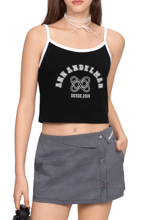 Black Basic Logo Printed Camisole - ANN ANDELMAN