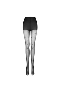 Black Brand Logo Pantyhose - ANN ANDELMAN