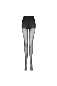 Black Brand Logo Pantyhose (Front Logo) - ANN ANDELMAN
