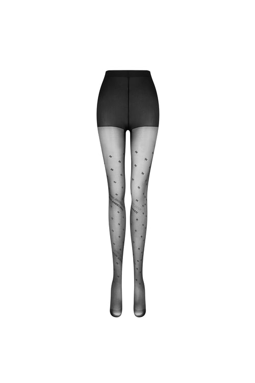 Black Brand Logo Pantyhose (Front Logo) - ANN ANDELMAN
