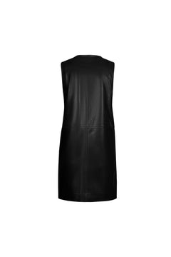 Black Button - front Sleeveless Dress - ANN ANDELMAN