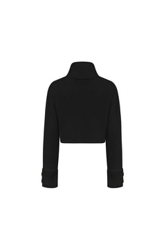 Black Button - Trimmed Turtleneck Sweater - ANN ANDELMAN