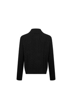 Black Cable Knit Cardigan - ANN ANDELMAN