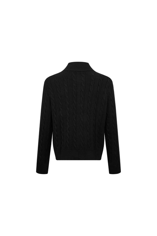 Black Cable Knit Cardigan - ANN ANDELMAN
