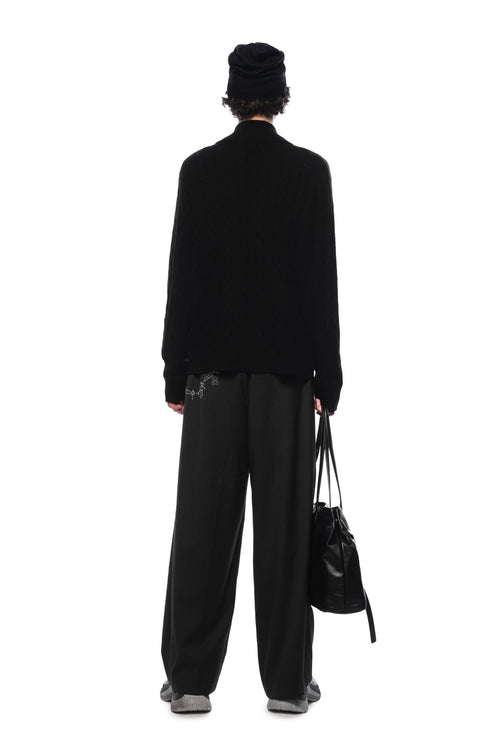 Black Cable Knit Cardigan - ANN ANDELMAN