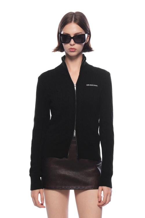 Black Cable Knit Cardigan - ANN ANDELMAN