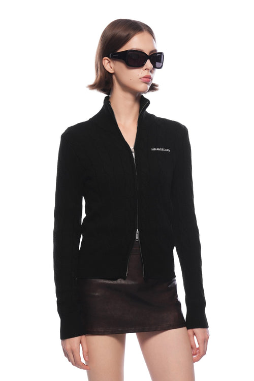 Black Cable Knit Cardigan - ANN ANDELMAN