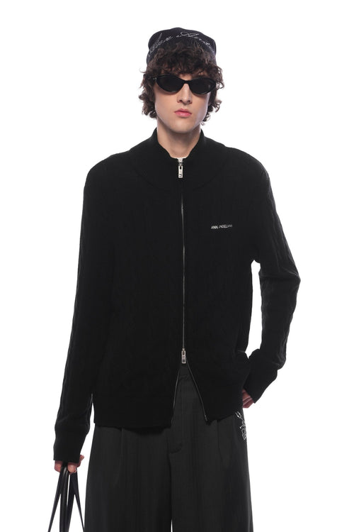 Black Cable Knit Cardigan - ANN ANDELMAN