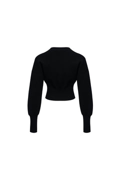 Black Cardigan with Silhouette Sleeve - ANN ANDELMAN