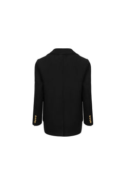 Black Casual Shoulder - fit Woolen Blazer - ANN ANDELMAN