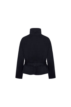 Black Chimney Collar Double-Faced Wool Coat - ANN ANDELMAN
