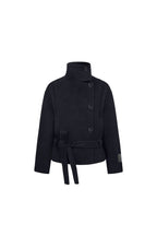 Black Chimney Collar Double-Faced Wool Coat - ANN ANDELMAN