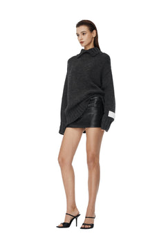 Black Collared Knit Sweater - ANN ANDELMAN