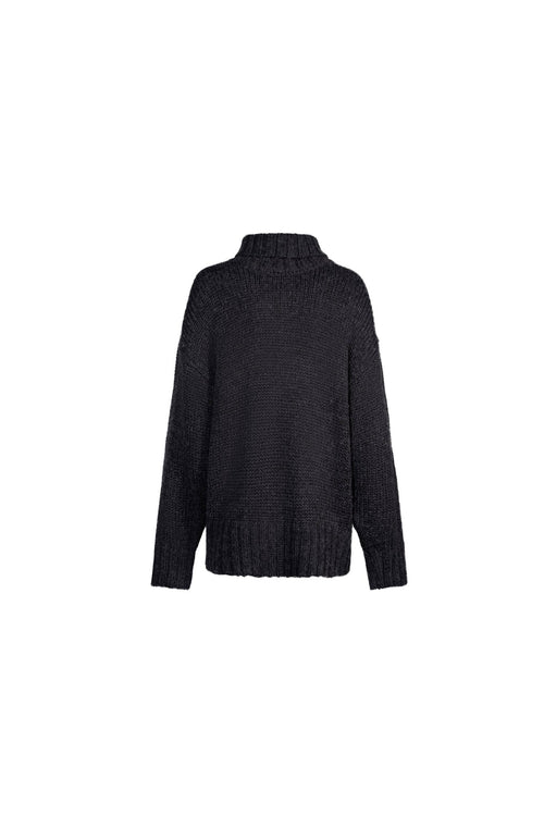 Black Collared Knit Sweater - ANN ANDELMAN