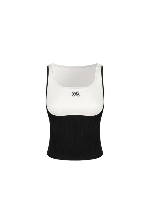 Black Color - blocked Faux Two - piece Vest - ANN ANDELMAN