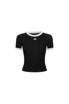 Black Color-blocked Knit T-shirt - ANN ANDELMAN