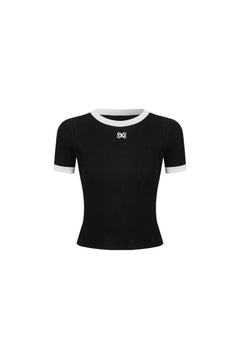 Black Color-blocked Knit T-shirt - ANN ANDELMAN