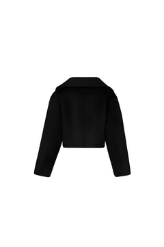 Black Cropped Double - breasted Woolen Coat - ANN ANDELMAN