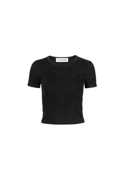 Black Crystal - embellished Short Sleeve T - shirt - ANN ANDELMAN