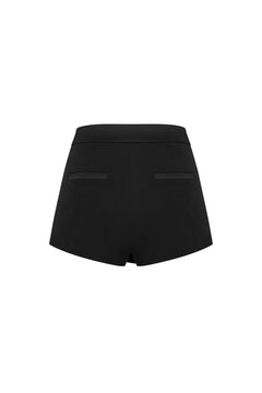 Black Deconstructed Satin Skorts - ANN ANDELMAN
