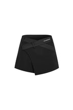Black Deconstructed Satin Skorts - ANN ANDELMAN