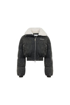 Black Denim Short Down Jacket - ANN ANDELMAN