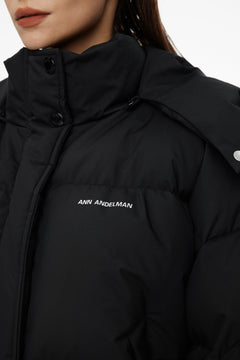 Black Detachable Hood Down Jacket - ANN ANDELMAN