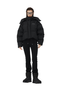 Black Detachable Hood Down Jacket - ANN ANDELMAN