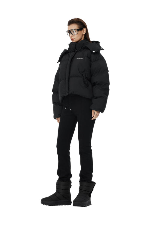 Black Detachable Hood Down Jacket - ANN ANDELMAN