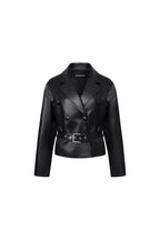 Black Double - breasted Belted Jacket - ANN ANDELMAN