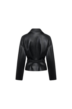 Black Double - breasted Belted Jacket - ANN ANDELMAN