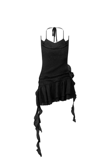 Black Double Layer Slip Dress - ANN ANDELMAN