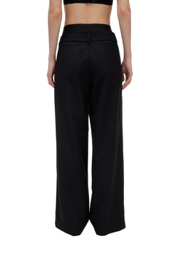 Black Double-waistband High-waisted Trousers - ANN ANDELMAN