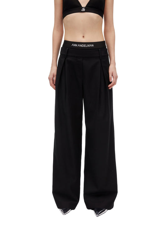 Black Double-waistband High-waisted Trousers - ANN ANDELMAN