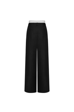 Black Double - waisted Slim Casual Trousers - ANN ANDELMAN
