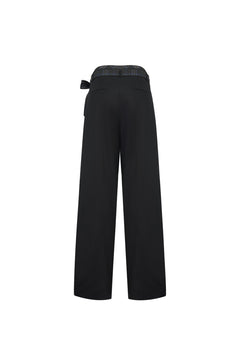 Black Double - waisted Wide - leg Suit Pants - ANN ANDELMAN