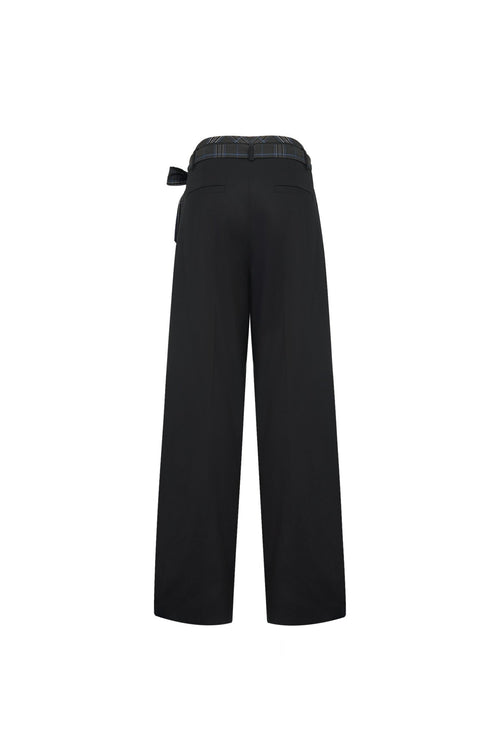 Black Double - waisted Wide - leg Suit Pants - ANN ANDELMAN