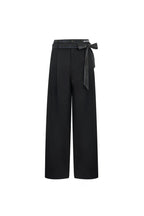 Black Double - waisted Wide - leg Suit Pants - ANN ANDELMAN