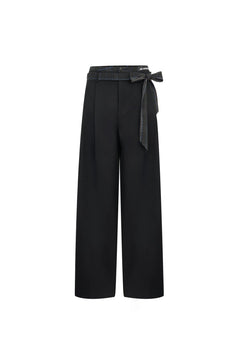 Black Double - waisted Wide - leg Suit Pants - ANN ANDELMAN