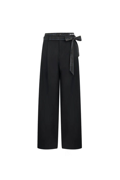 Black Double - waisted Wide - leg Suit Pants - ANN ANDELMAN
