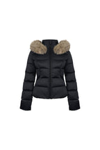 Black Down Jacket With Detachable Fur Collar - ANN ANDELMAN