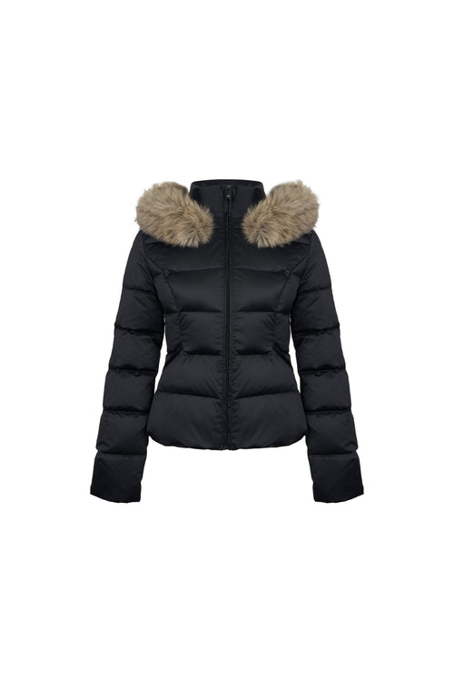 Black Down Jacket With Detachable Fur Collar - ANN ANDELMAN